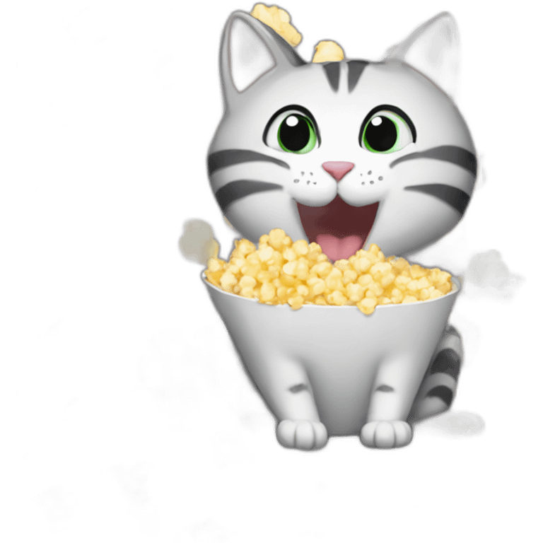 Cat eating popcorn emoji