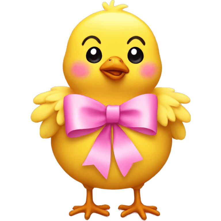 Yellow chick with pink bow emoji