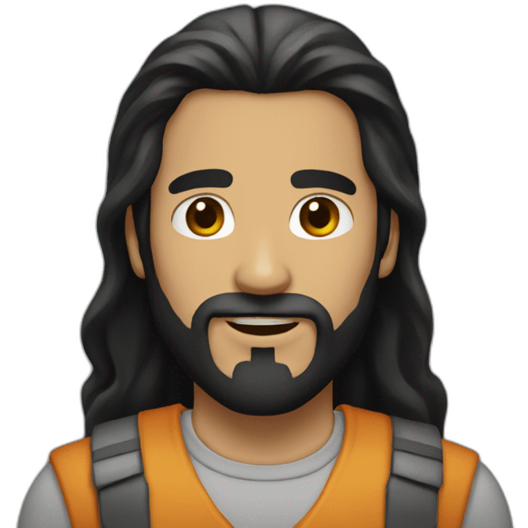 man long black hair and beard  emoji