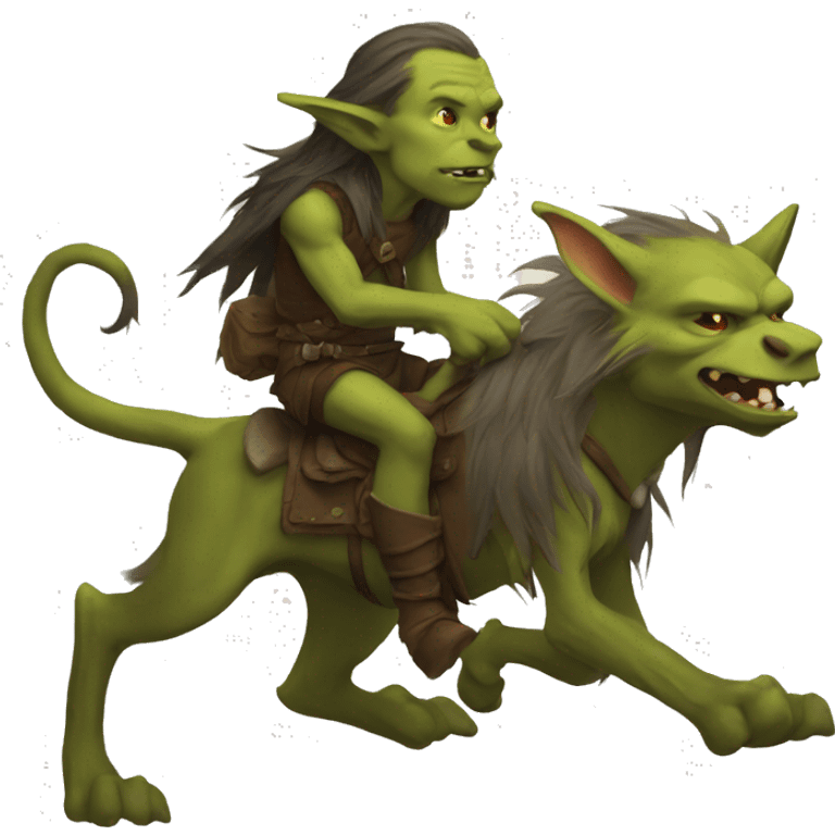 goblin with long hair riding a worg  emoji