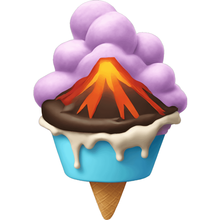 A volcano erupting ice cream emoji