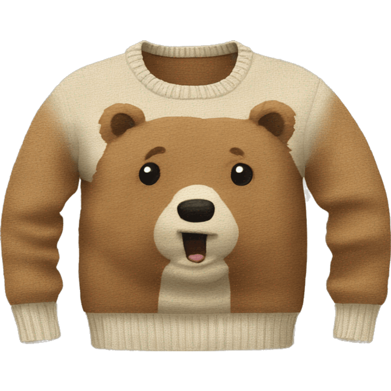 Sweater with a brown bear on in  emoji