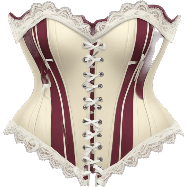 Burgundy ivory corset with lace and bow emoji