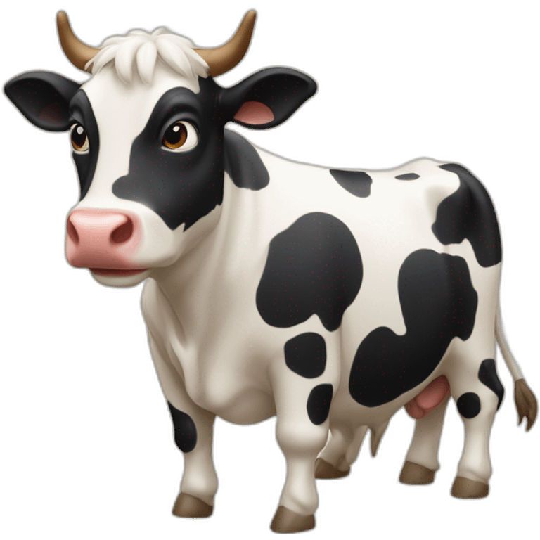 une vache qui fait caca sur un orignal emoji