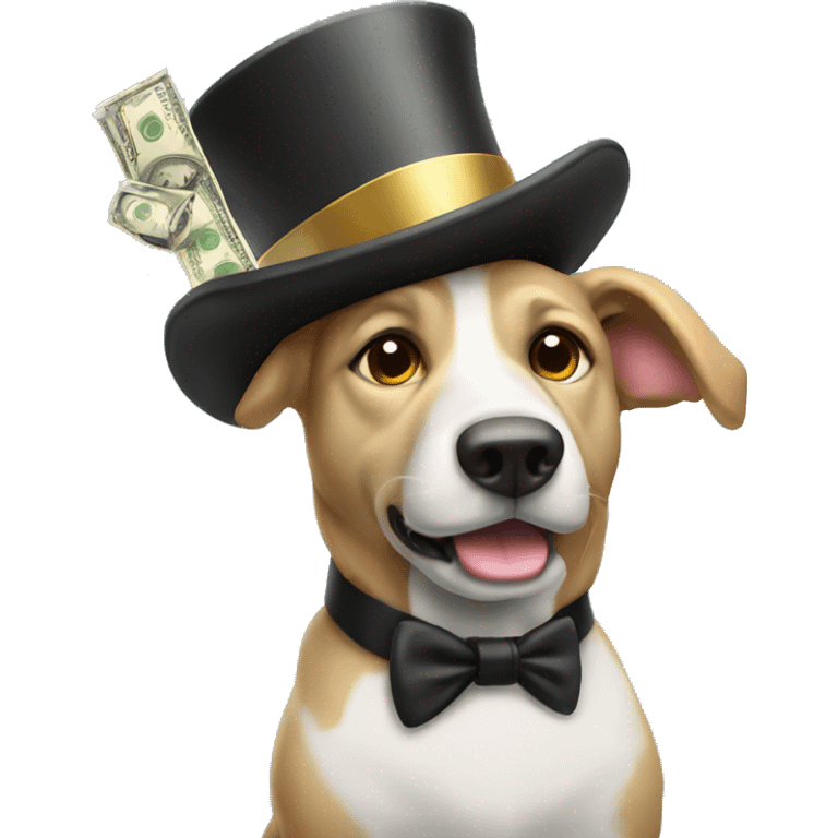 Rich dog with tophat and money  emoji