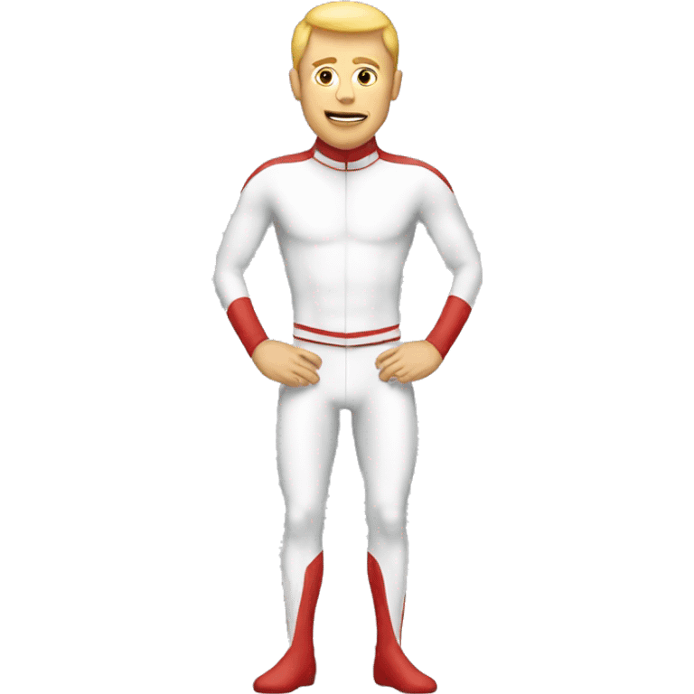 A white male in a colourfu lycra catsuit emoji