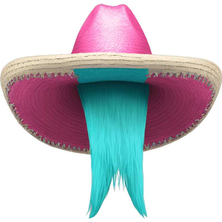 Realistic isolated pink and turquoise  sombrero  emoji