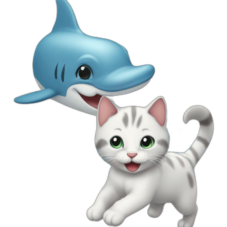 Cat playing with dolphins emoji