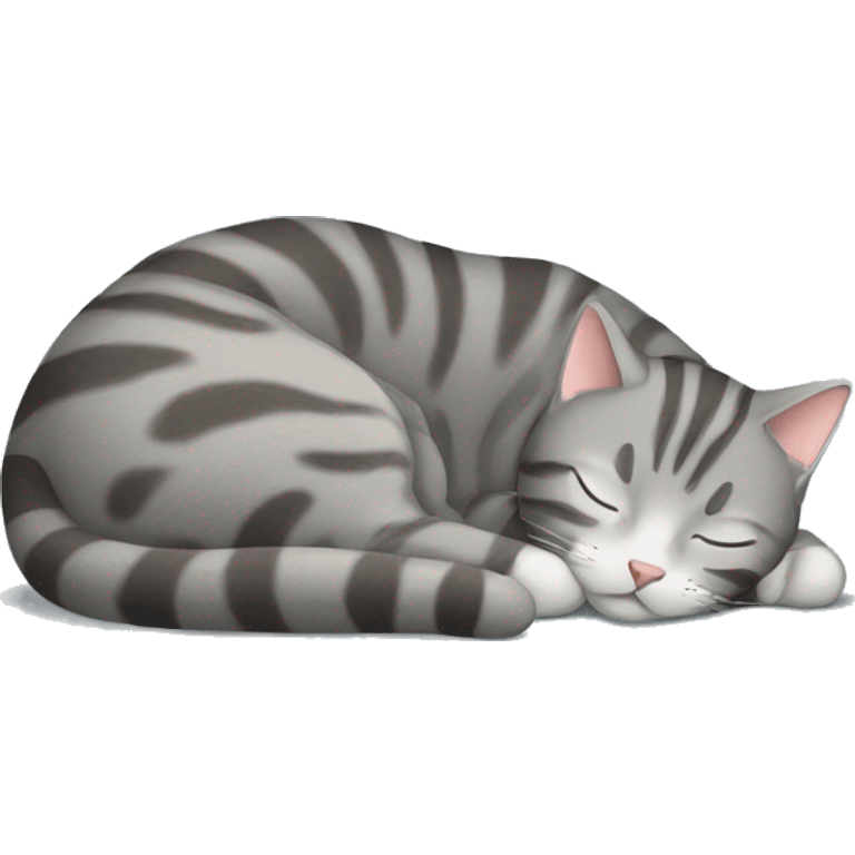 grey tabby cat sleeping curled up emoji