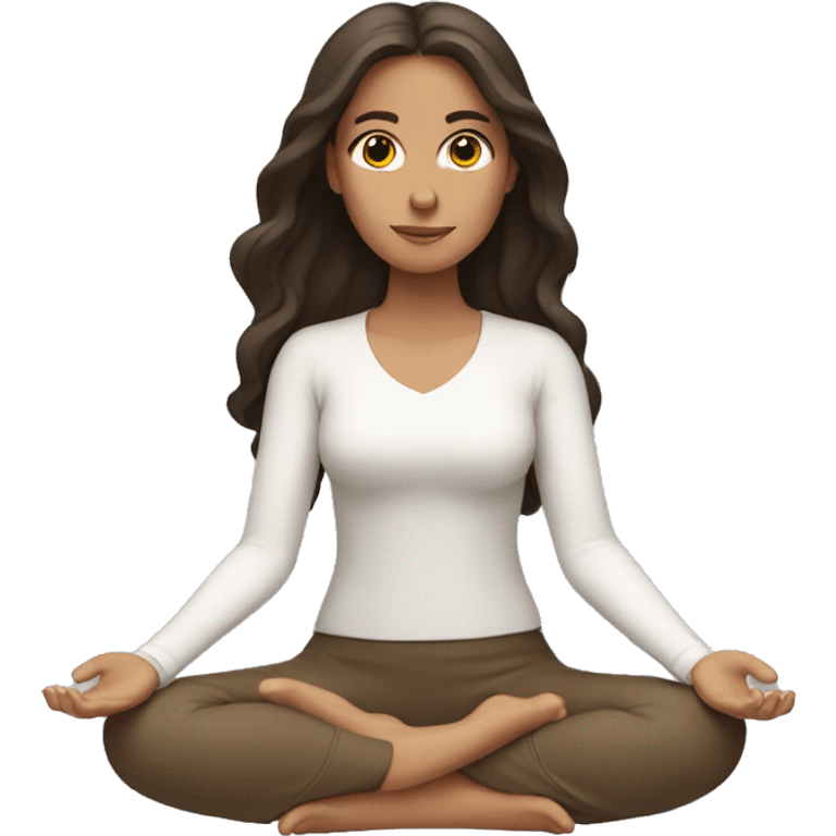 Brunette girl with beautiful hair meditating  emoji