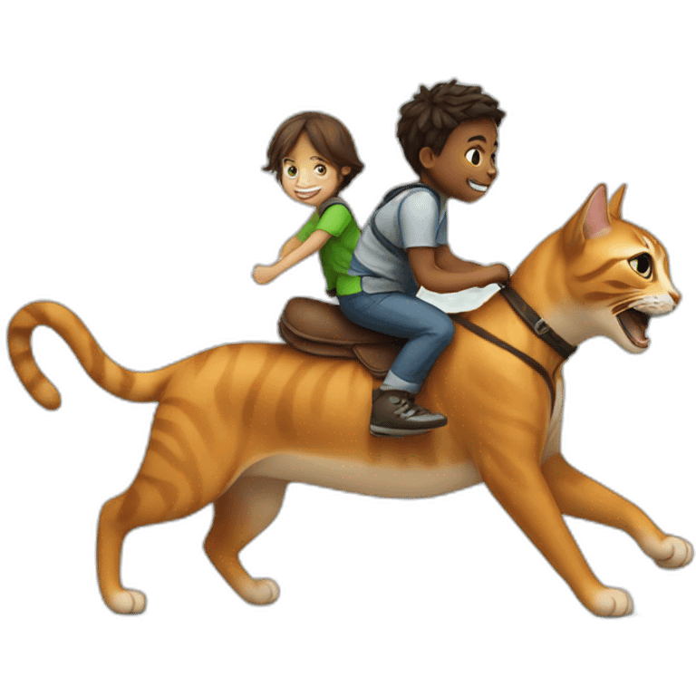 kid riding a cat emoji