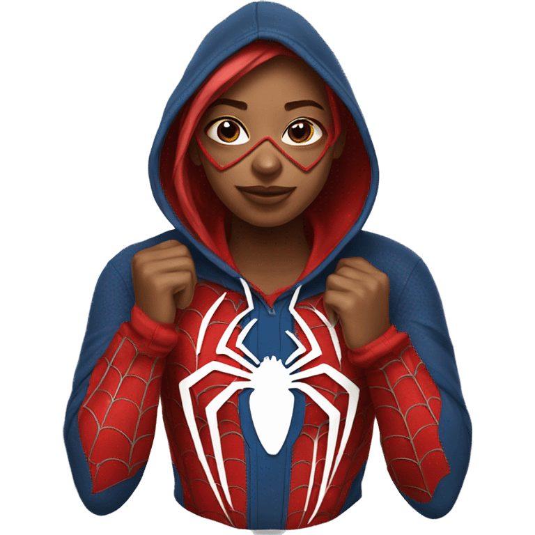 girl in a spiderman hoodie emoji