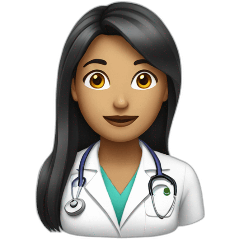 Una doctora con lente cabello negro largo delgada emoji