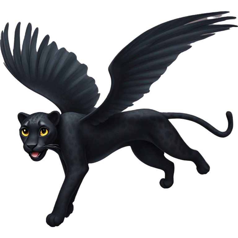 winged black leopard flying emoji