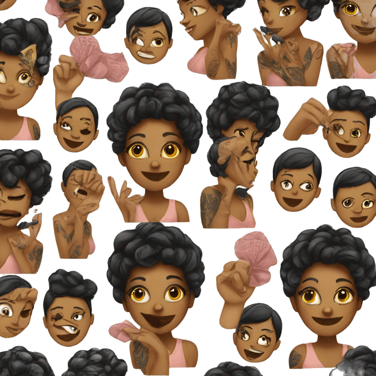 black woman emoji with tattoos and nails done emoji