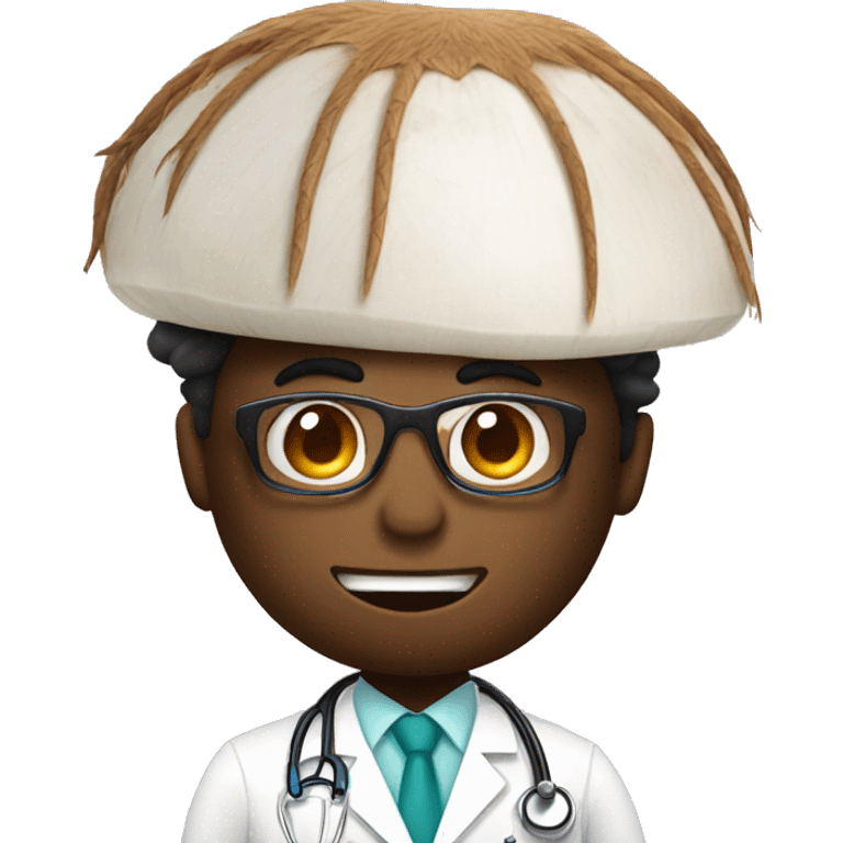 coconut dressed as a medical doctor emoji