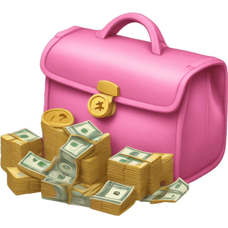 Pink bag full of money emoji