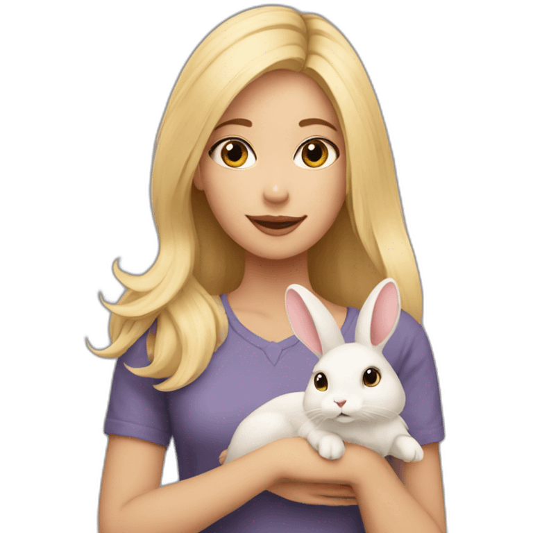 Girl with care blonde with rabbit emoji