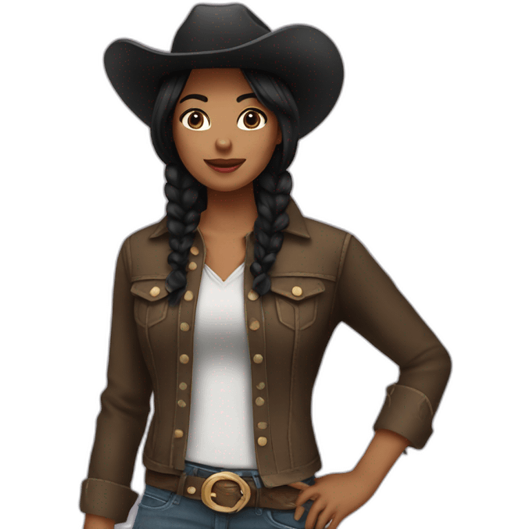 cowgirl straight black hair emoji