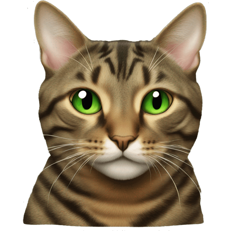 Green-eyed brown tabby cat smoking weed emoji