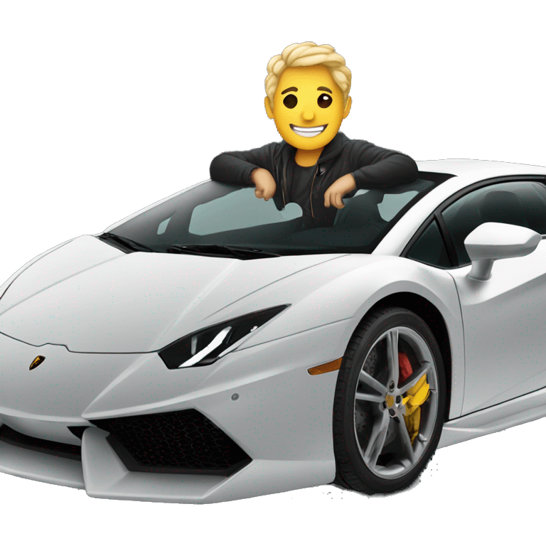 Sitting on Lamborghini with a fair skn colour  emoji