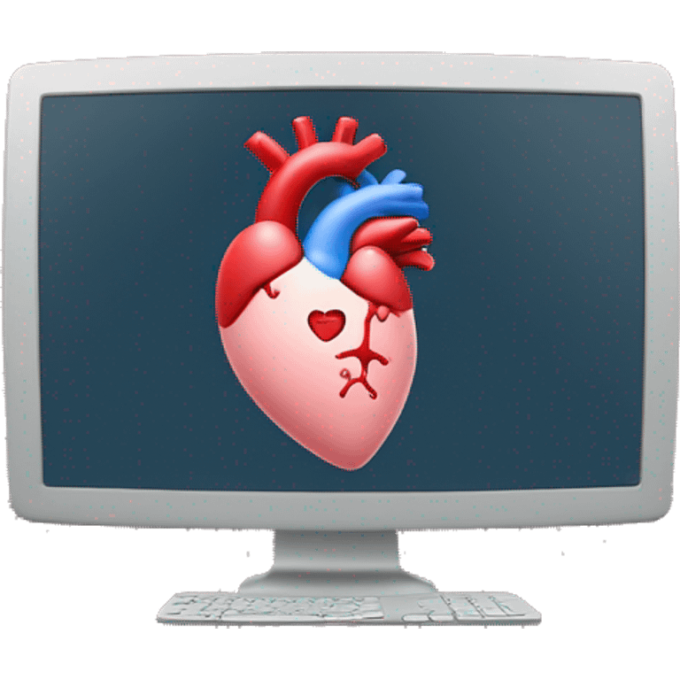 human heart in a computer monitor emoji