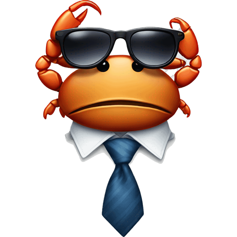 crab with a business tie and sunglasses and tears emoji