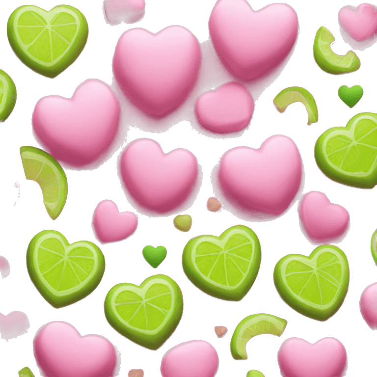 pink heart and lime heart emoji