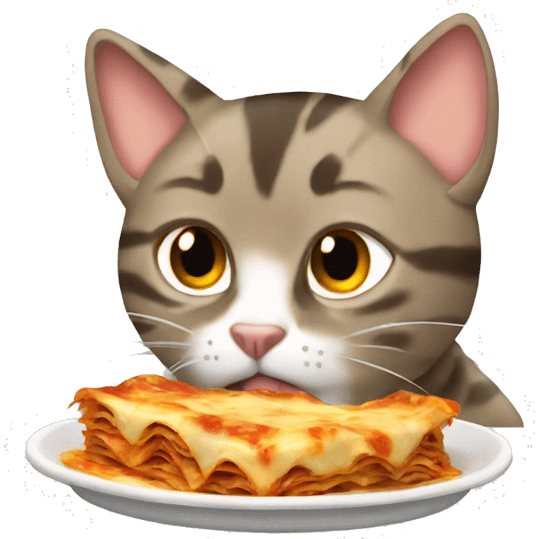 tabby cat eating lasagna emoji