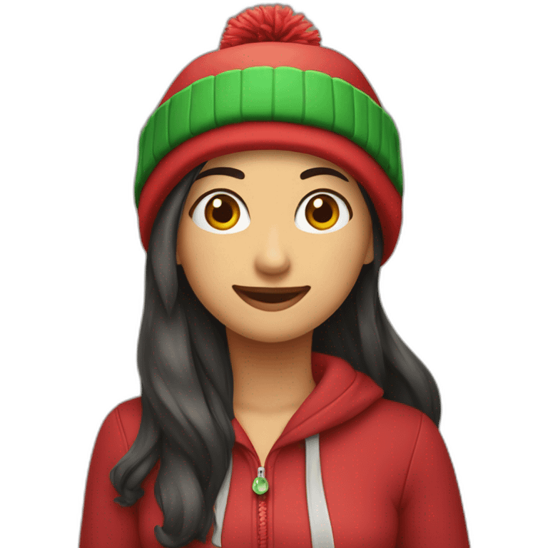 Raya marina con un gorro navideño emoji