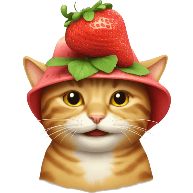 Cat with strawberry as hat crying laughing emoji