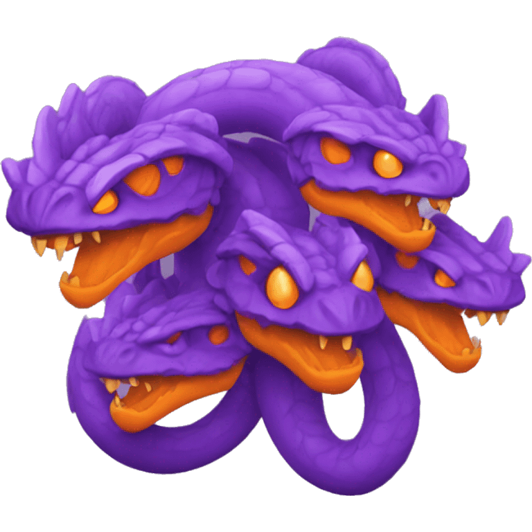 purple and orange hydra with 3 heads emoji