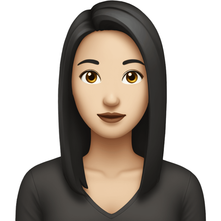 Create a face of myself. I'm a girl, Asian, round bit square face, full lips, dark brunette emoji