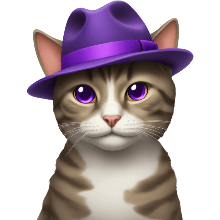 Mafia cat with purple fedora emoji