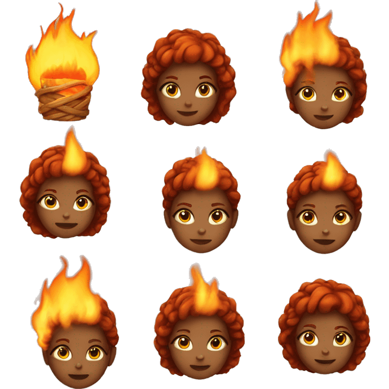 girl with fire instead of hair emoji