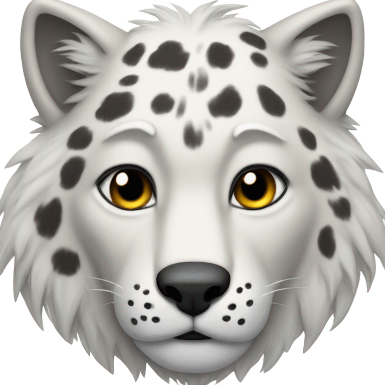 A head that is half wolf, half snow leopard  emoji