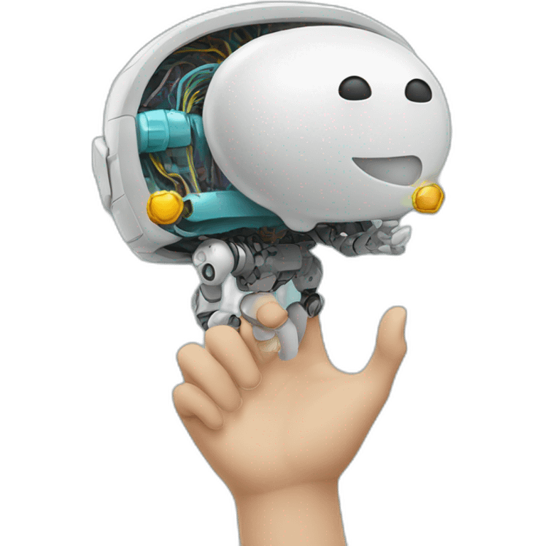 emoji robot holds brain in hand emoji