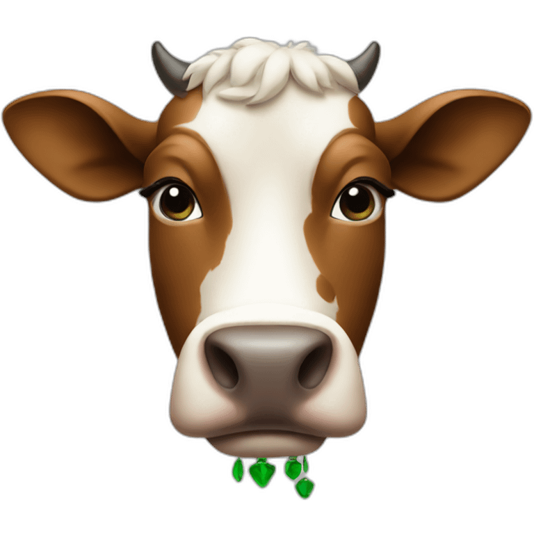 Cow with green earrings emoji