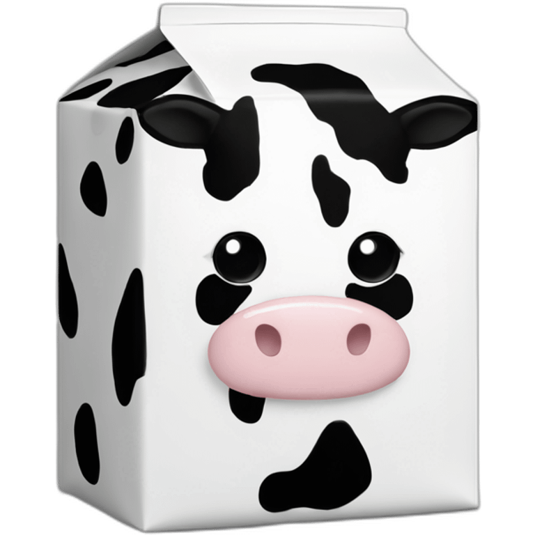 cute milk carton with black eyes with cow design black and white all over emoji