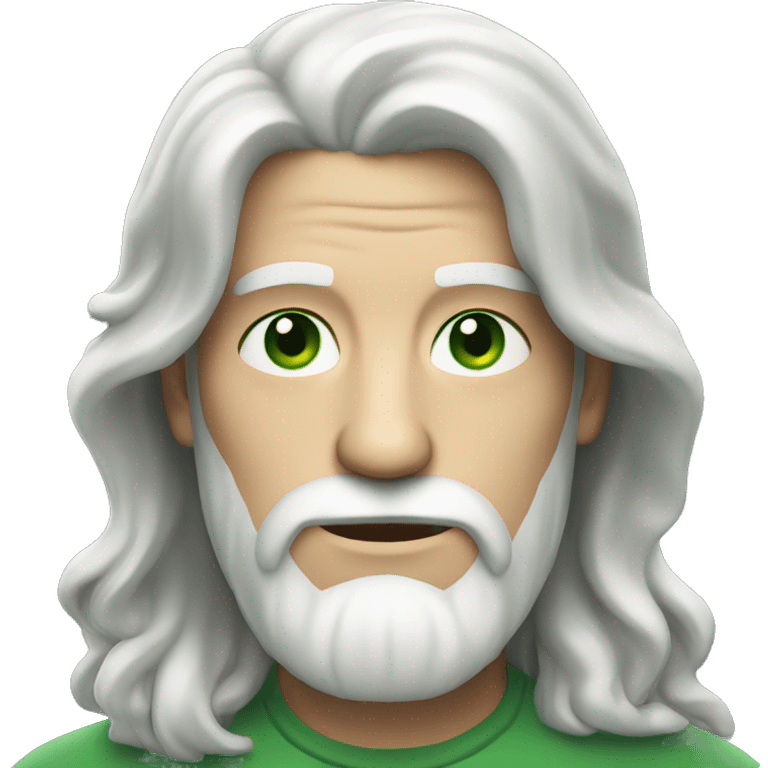 white bearded man with green eyes and long hair emoji