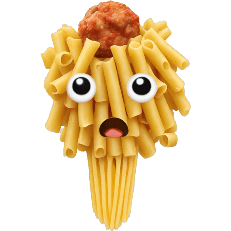 Pasta with a meatball on its head with eyes emoji