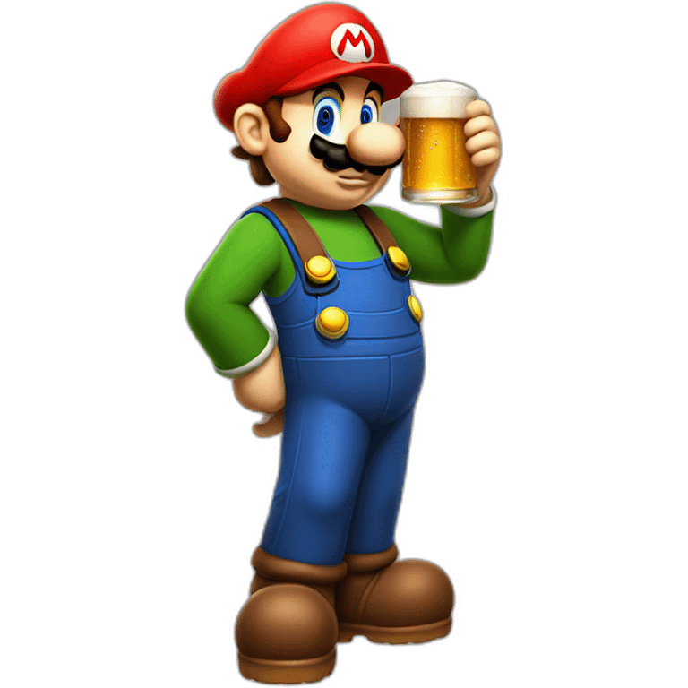 Mario bros drinking beer emoji