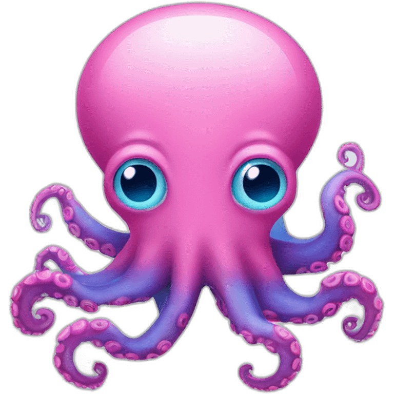 Pink and blue octopus with question mark emoji