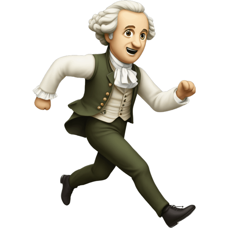 Goethe running, with a large stride and arms outstretched emoji