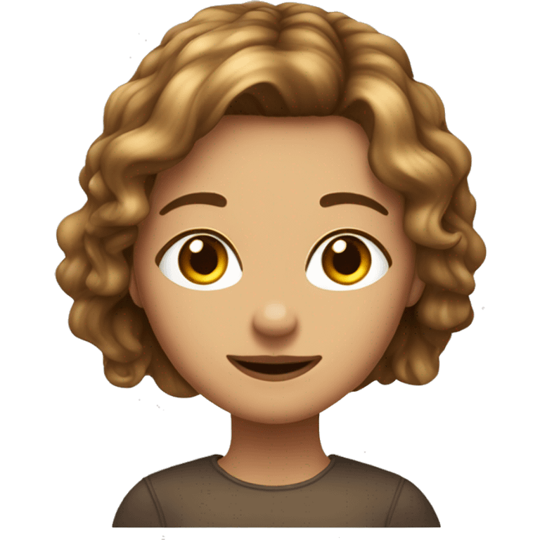 Ein Mädchen mit glatten braunen Haaren und hazel Augenfarbe  emoji