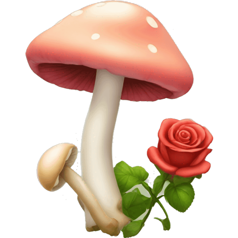 Rose and mushroom emoji