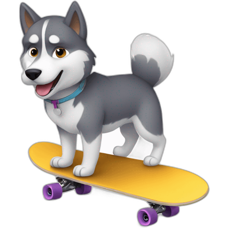 Husky qui fait du skateboard emoji