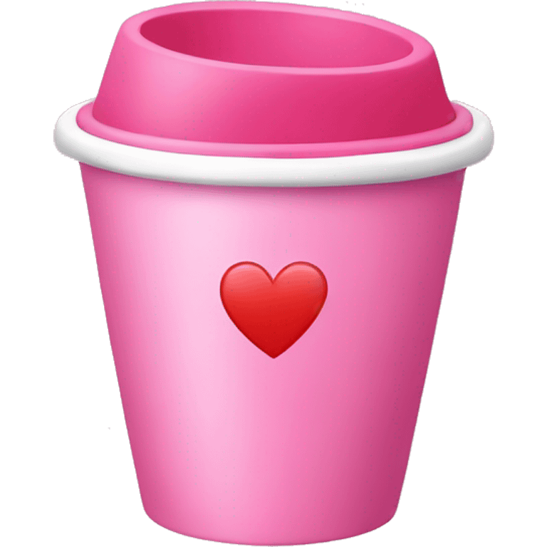 A pink Cup with a red and pink heart emoji