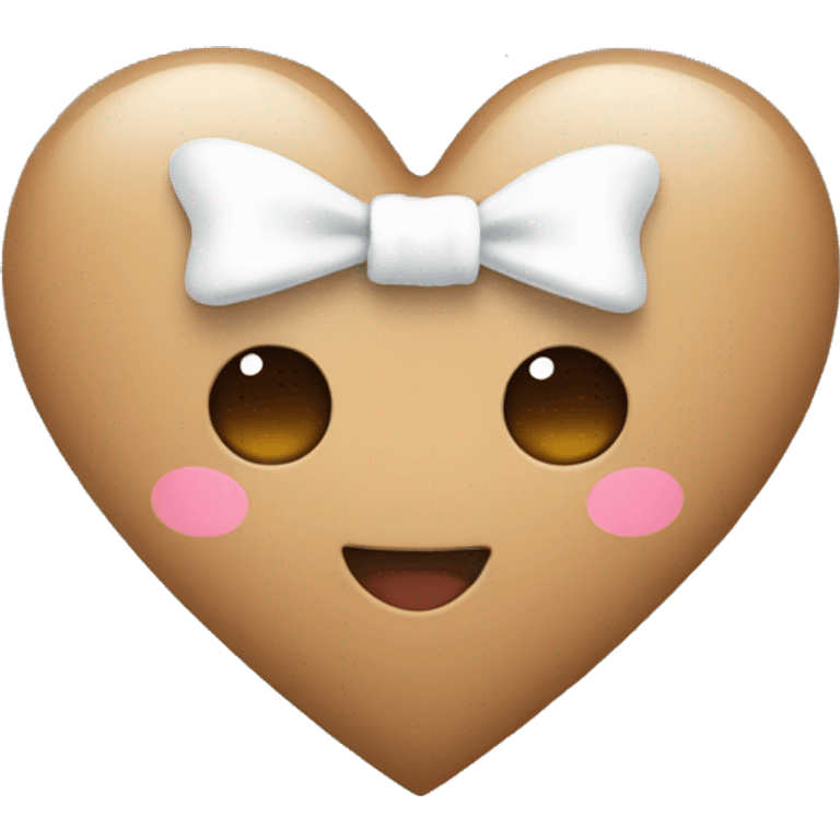 light-brown heart with white bow emoji