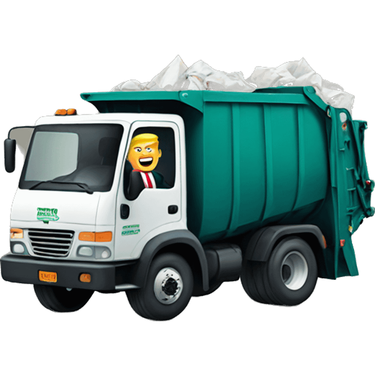 Donald trump driving a garbage truck emoji